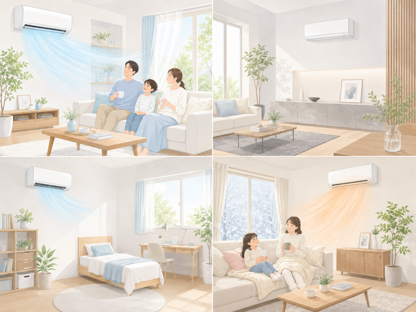 ダイキンエアコンのシリーズごとの特徴を比較するイメージイラスト