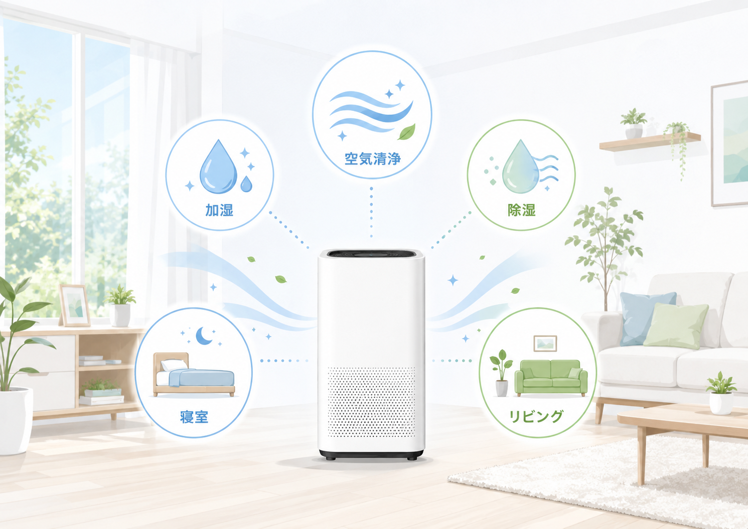 シャープ空気清浄機の種類と選び方を示すイラスト